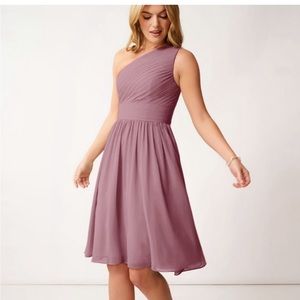 NEW Azazie Katrina One-Shoulder Bridesmaid Dress in Vintage Mauve